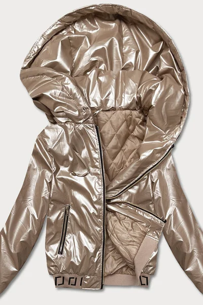 Krátká béžová bunda pro ženy s kapucí 103 S'WEST