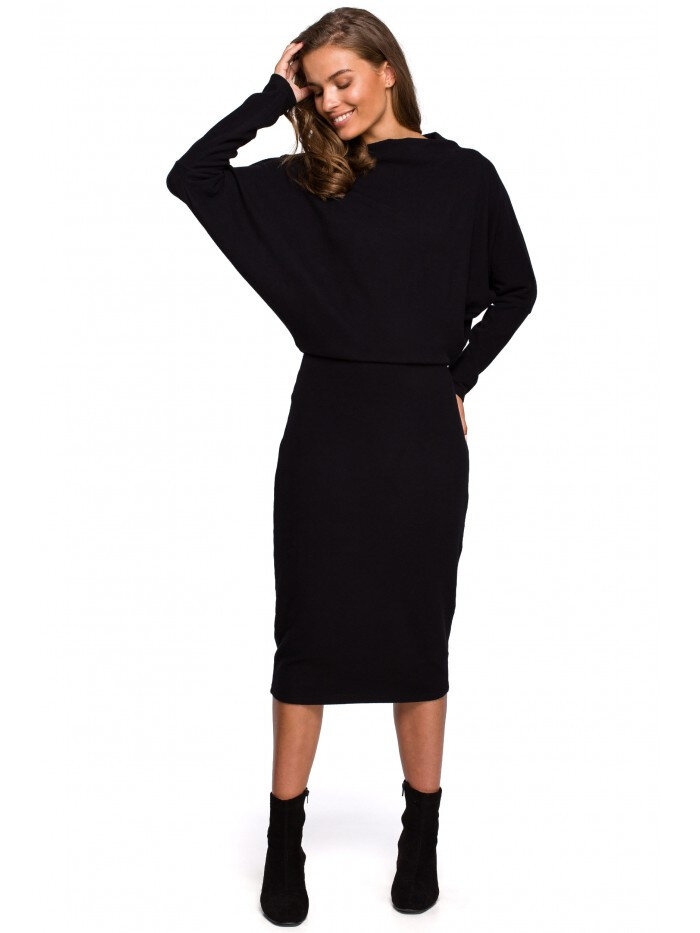 Černé pletené šaty s límečkem - Elegantní Stylove, L/XL i10_P68285_2:117_