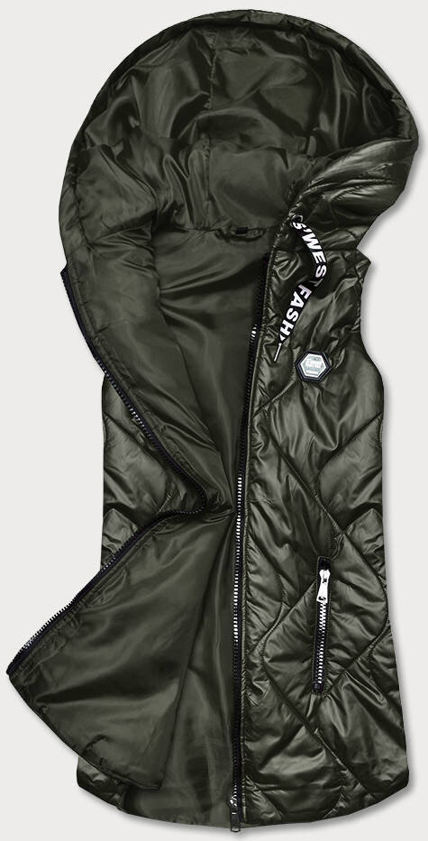 Dámská vesta v khaki barvě s kapucí Z1T6 SWEST, odcienie zieleni XL (42) i392_21512-53