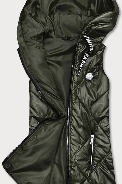 Dámská vesta v khaki barvě s kapucí Z1T6 S'WEST