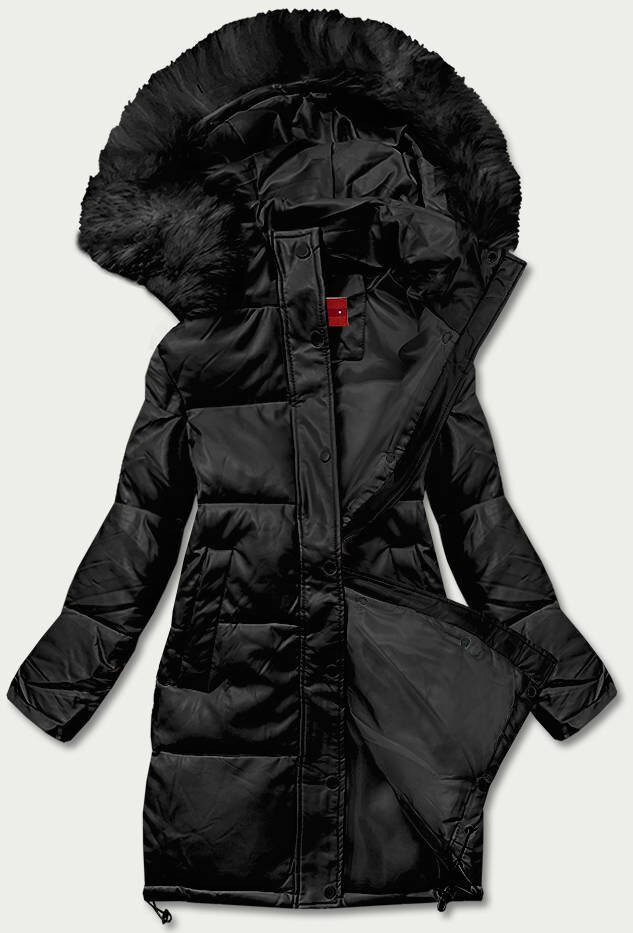Zimní bunda s odnímatelnou kožešinou pro ženy - Černá YES!PINK, odcienie czerni XXL (44) i392_20899-48