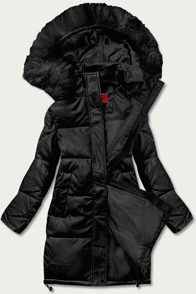 Zimní bunda s odnímatelnou kožešinou pro ženy - Černá YES!PINK