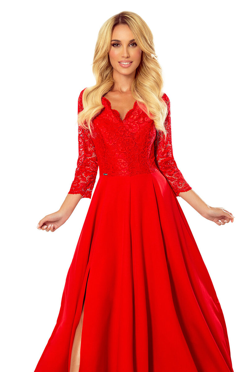 Červená korzetová krajková sukně s výstřihem Numoco, m i646_723208