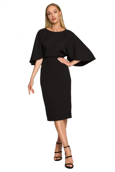 Černá tužková sukně s netopýřími rukávy - Elegantní Moe