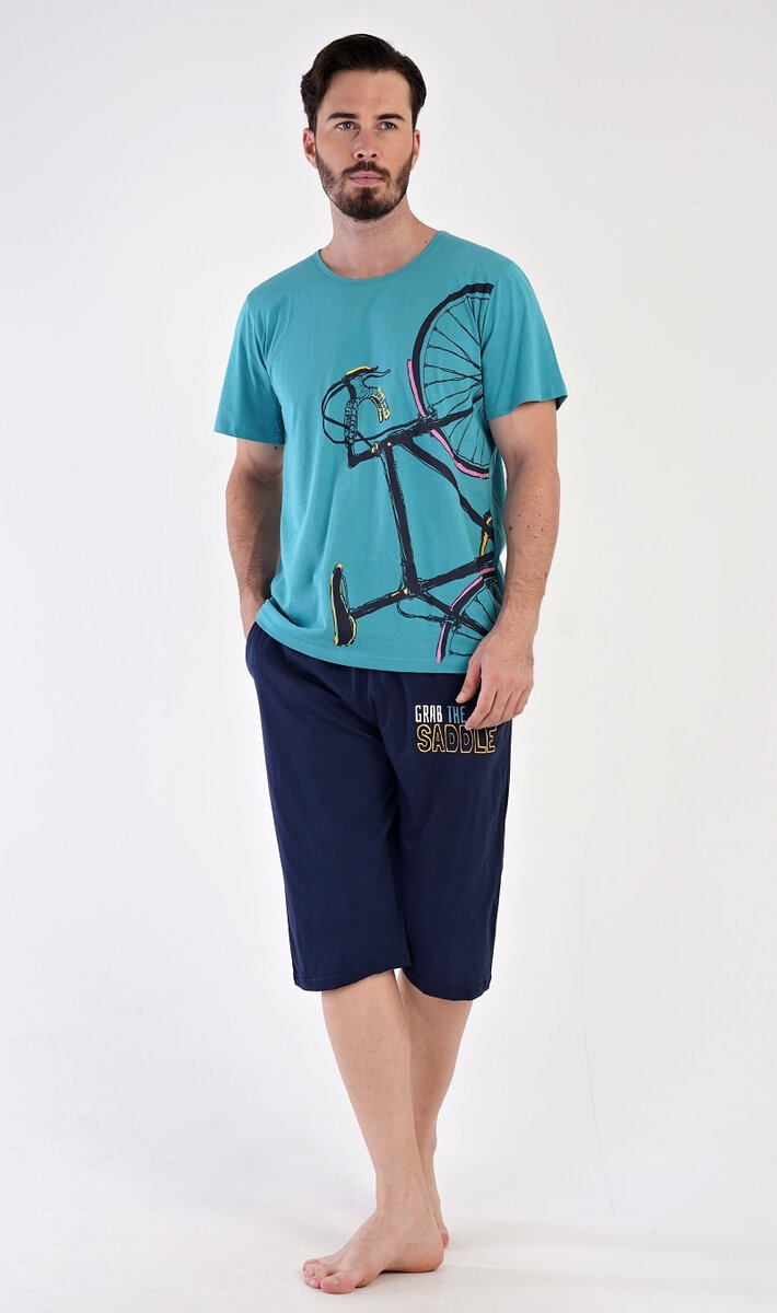 Mužské pyžamo Bermuda Kolo Gazzaz, mentolová XL i232_9495_55455957:mentolová XL