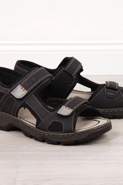 Černé letní pánské sandály Rieker s suchým zipem