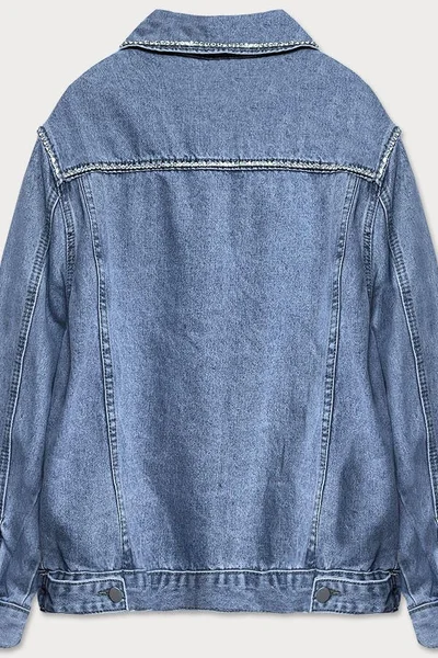Světle modrá dámská džínová denim bunda se zirkony 38C BELCCI