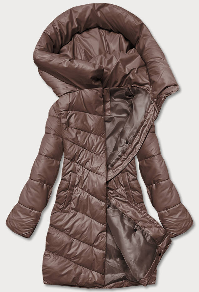 Zimní bunda YES!PINK s péřovou výplní a kapucí, odcienie brązu M (38) i392_20913-47