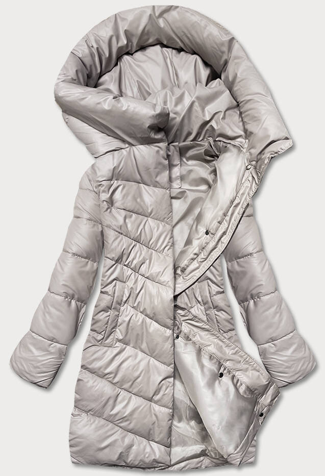 Zimní bunda YES!PINK Béžová s kapucí, odcienie beżu S (36) i392_20914-46