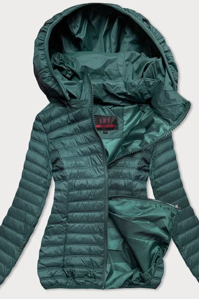 Zelená prošívaná bunda pro ženy s kapucí 83732 6&8 Fashion