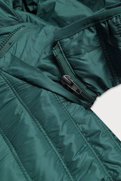 Zelená prošívaná bunda pro ženy s kapucí 83732 6&8 Fashion