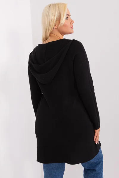 Černý rozepínací svetr plus size s viskózou