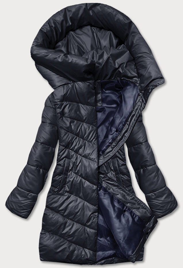 Zimní bunda YES!PINK Modrá s kapucí a péřovou výplní, odcienie niebieskiego M (38) i392_20915-47