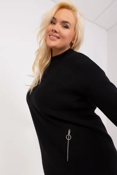 Černý plus size dámský svetr s viskózou