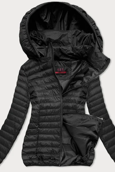 Černá prošívaná bunda pro ženy s kapucí 1632A 6&8 Fashion
