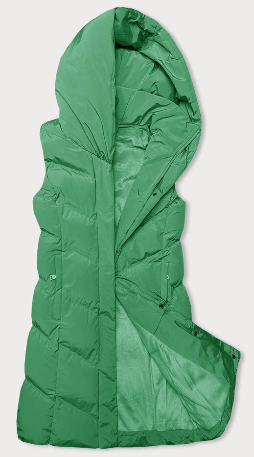 Zimní dámská vesta s kožešinovou podšívkou a kapucí, odcienie zieleni XXL (44) i392_22605-48