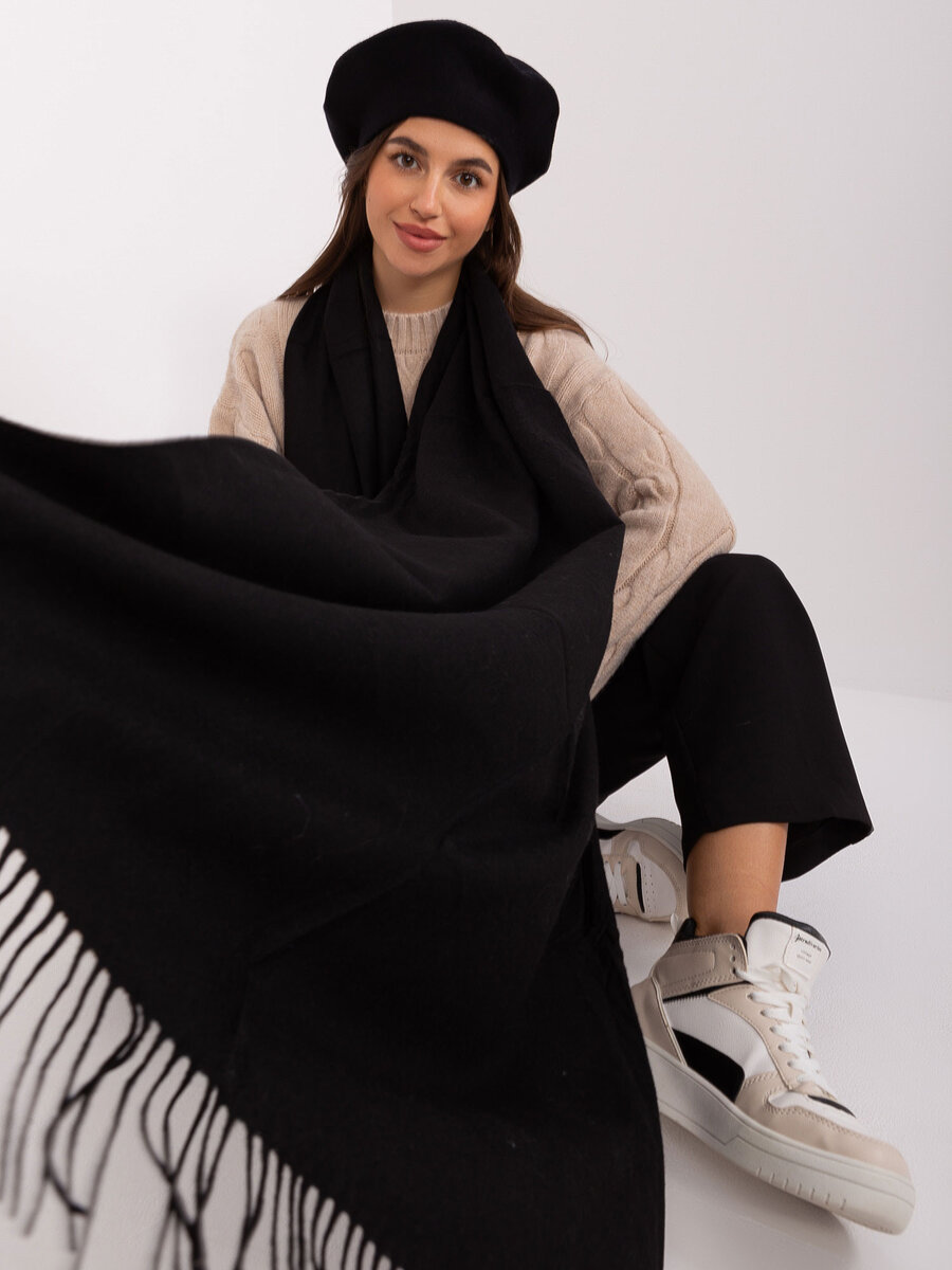 Černý jednobarevný dámský šátek FPrice, jedna velikost i523_2016103457786