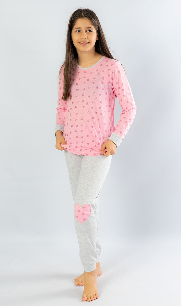 Dětské pyžamo dlouhé Srdíčko Vienetta Kids, světle růžová 5 - 6 i232_8332_55455957:světle růžová 5 - 6