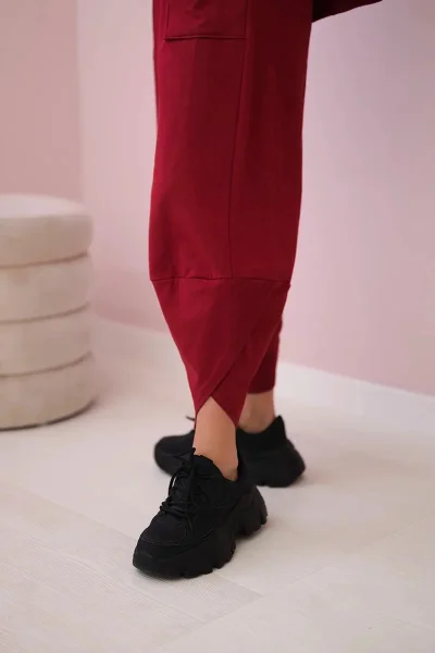 Dámská italská souprava mikina & kalhoty Burgundsko K-Fashion