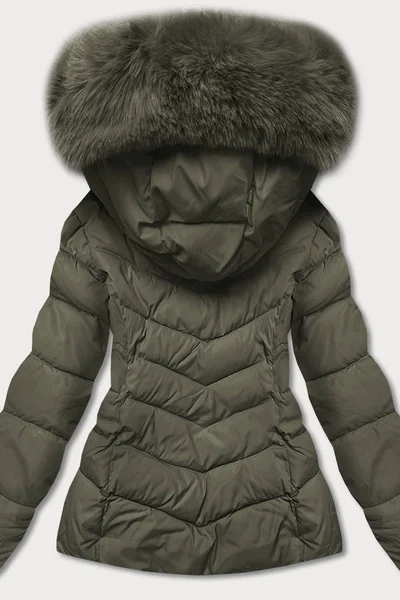 Zimní bunda YES!PINK khaki s kapucí a kožešinou