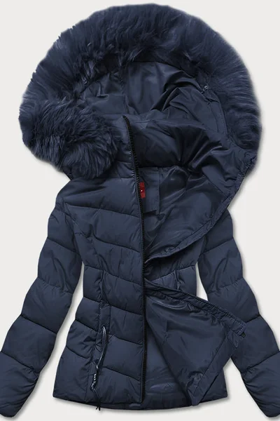 Zimní modrá bunda s kapucí pro ženy YES!PINK