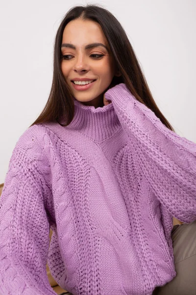 Oversize fialový svetr s buffovými rukávy - AT-SW-2350