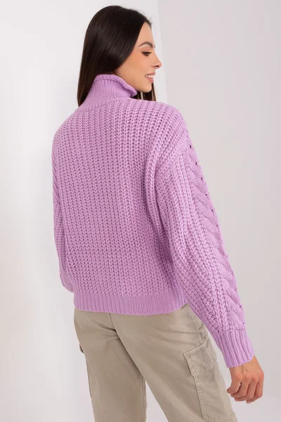 Oversize fialový svetr s buffovými rukávy - AT-SW-2350