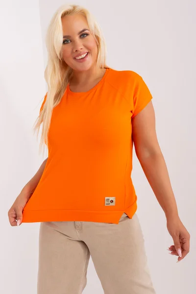 Oranžová plus size dámská halenka z bavlny FPrice