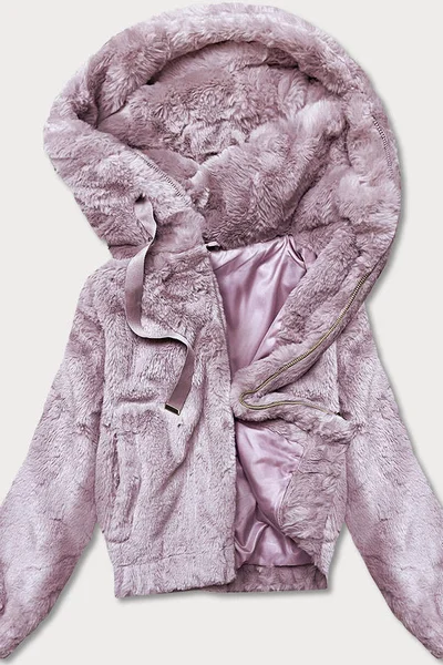 Krátká růžová dámská kožešinová bunda 7Y36N S'WEST