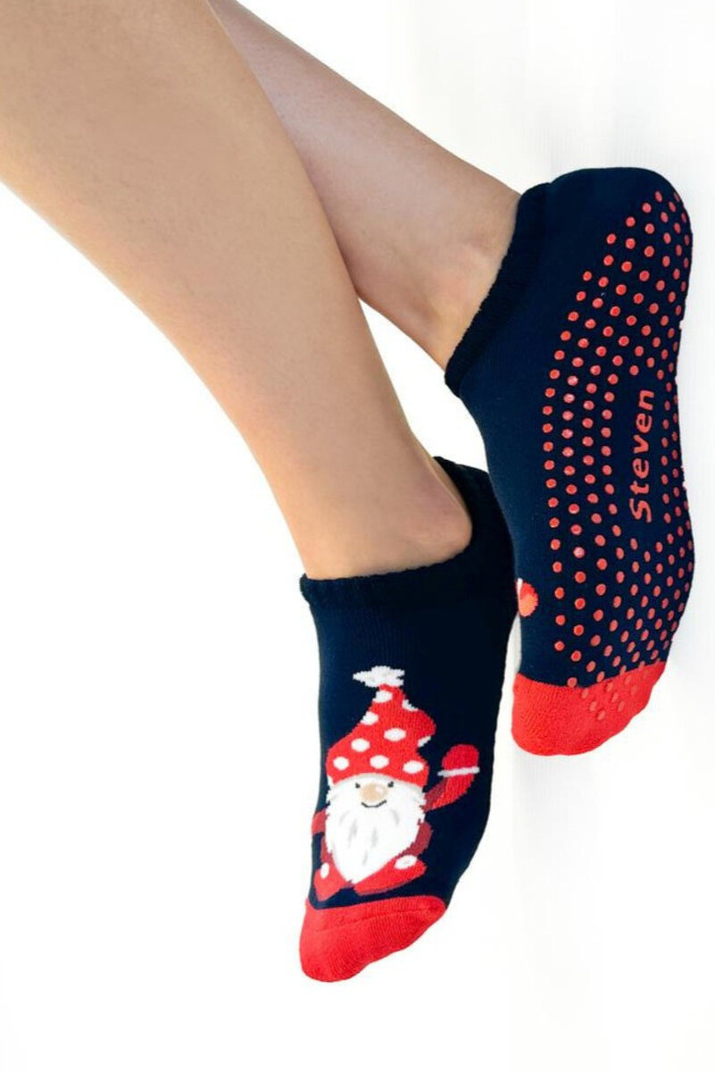 Dámské vánoční ponožky - Froté s ABS 894 Steven, tmavě modrá 35-37 i170_ZF018132D