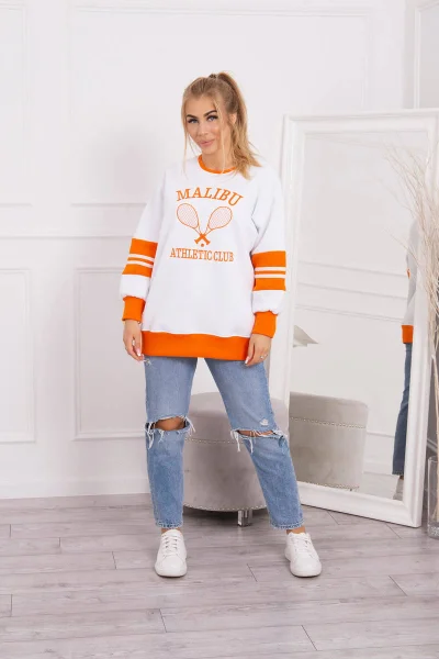 Dámská zateplená mikina Malibu bílá-oranžová K-Fashion