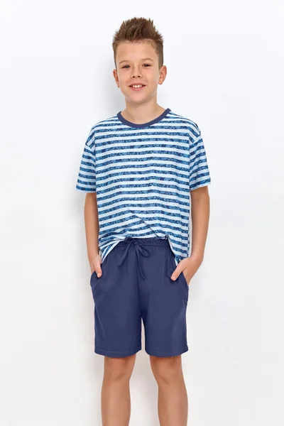 Kolekce Taro dětské pyžamo s pruhovaným tričkem a šortkami