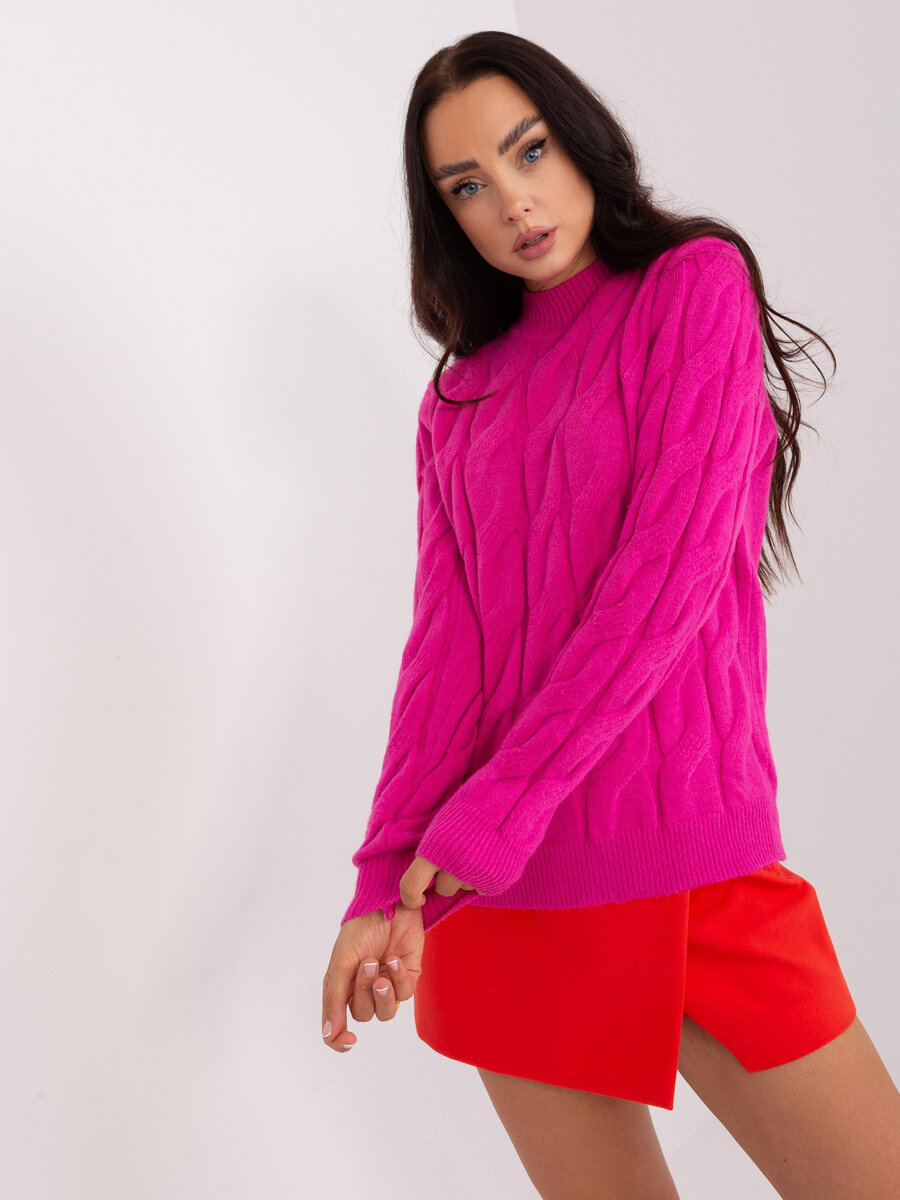 Růžový kostkovaný svetr pro ženy FPrice, jedna velikost i523_2016103458011