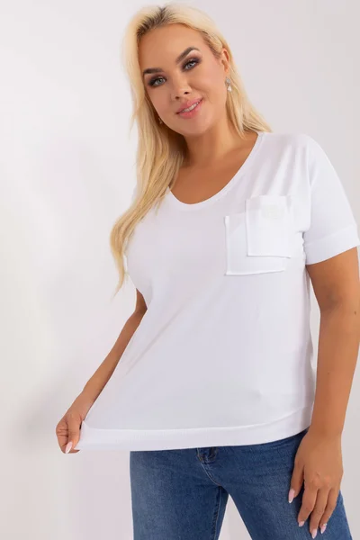 Dámská bílá ležérní halenka plus size - Fashionhunters