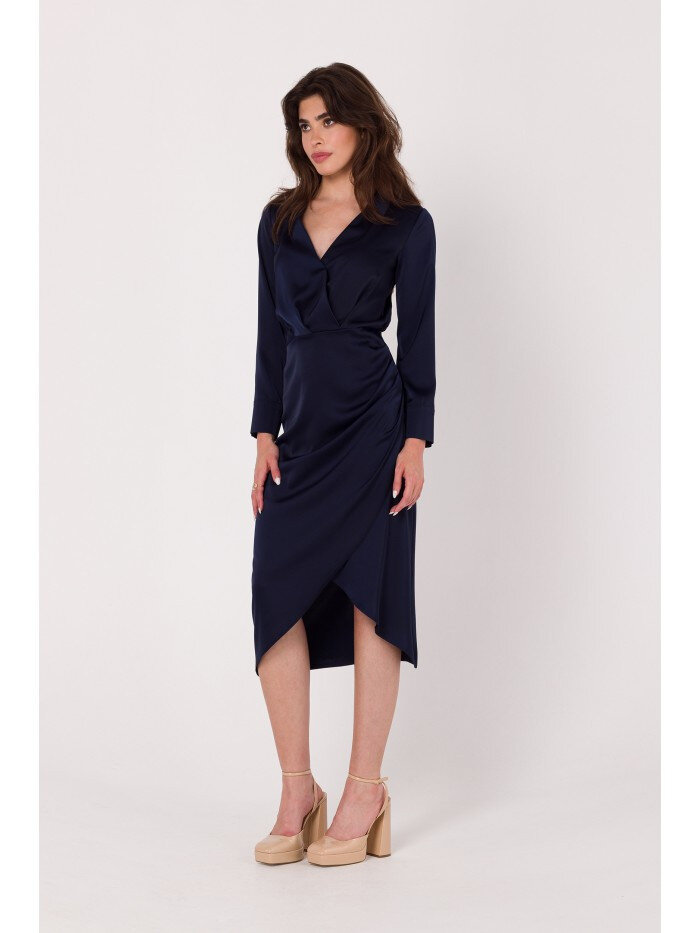 Modré Zavinovací Šaty s Límečkem - Makover Elegance, EU XXL i529_2463610867806118208