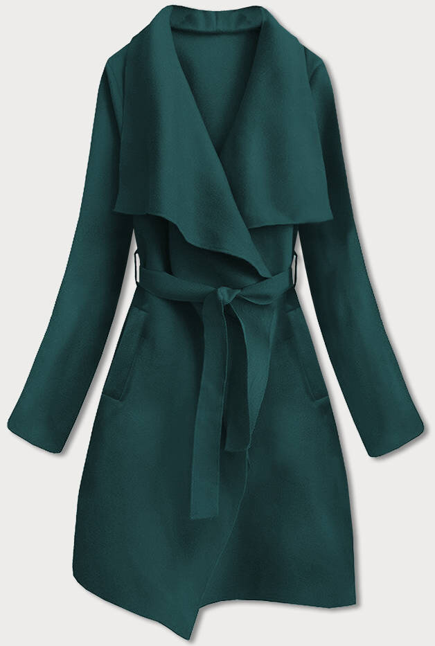 Tmavě zelený minimalistický dámský kabát 427 MADE IN ITALY, odcienie zieleni ONE SIZE i392_20001-50