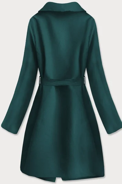 Tmavě zelený minimalistický dámský kabát 427 MADE IN ITALY