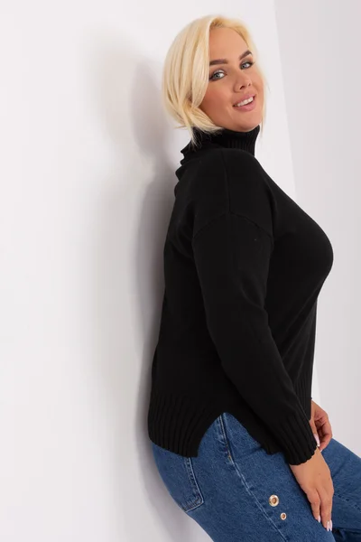 Černý dámský plus size ležérní svetr FPrice