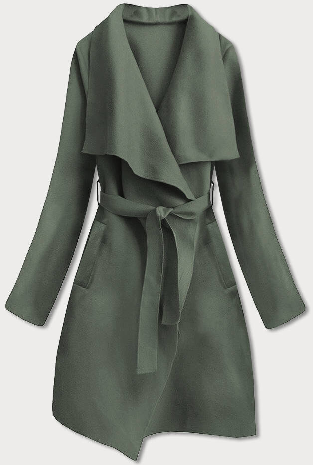 Minimalistický dámský kabát v khaki barvě 8EP MADE IN ITALY, odcienie zieleni ONE SIZE i392_20003-50