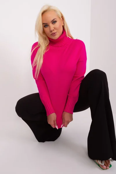 Dámský fuchsiový plus size svetr FPrice