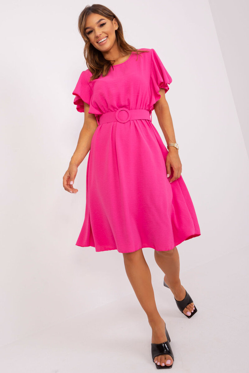 Letní šaty s volánkovými rukávy a páskem - Moda Elegance, universal i240_183123_2:universal
