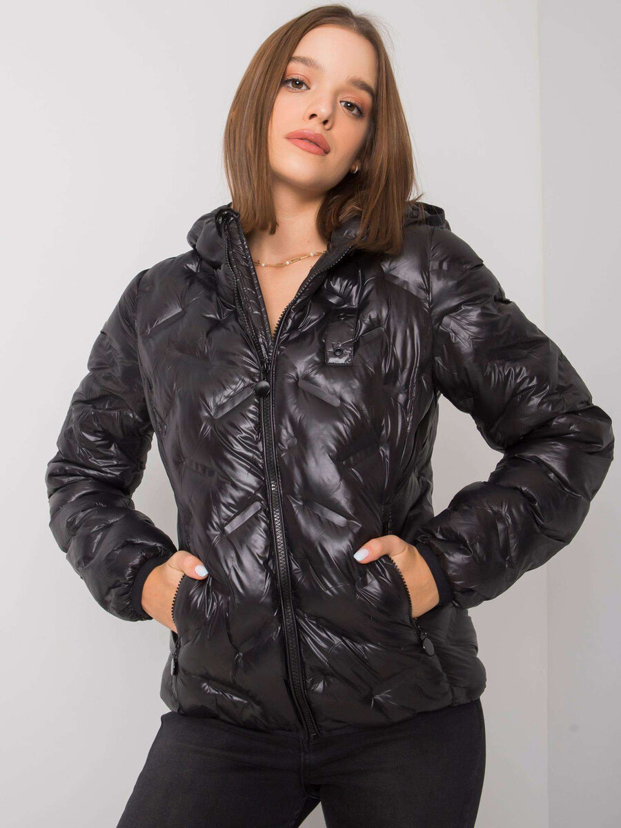 Černá dámská přechodná bunda s kapucí FPrice, XL i523_2016103010707