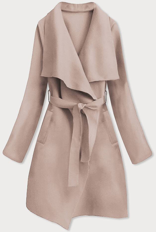 Minimalistický dámský kabát v barvě nude 67N7 MADE IN ITALY, Béžová ONE SIZE i392_20007-50