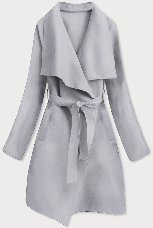 Šedý minimalistický dámský kabát 1 E78 MADE IN ITALY, odcienie szarości ONE SIZE i392_20008-50