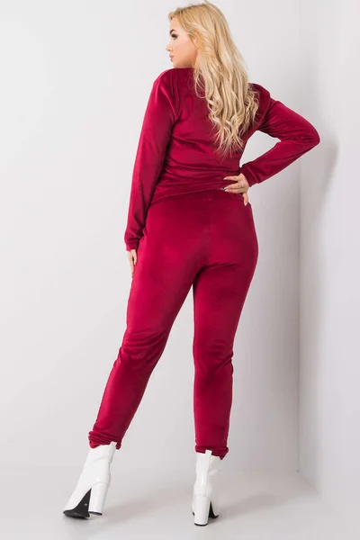 Bordó velurová souprava plus size FPrice