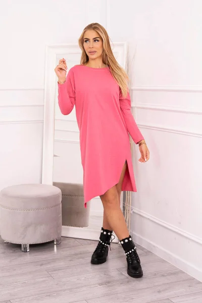 Dámské pohodlné oversize šaty s rozparkem K-Fashion