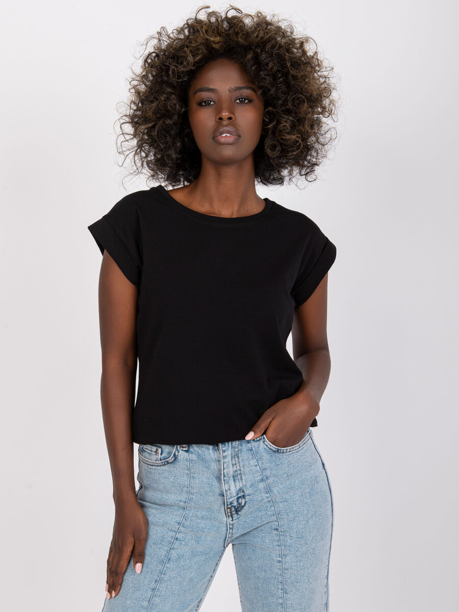 Černé dámské obyčejné tričko FPrice, S i523_2016102134534