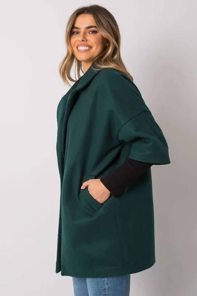 Dámský RUE PARIS Tmavě zelený oversize kabát FPrice