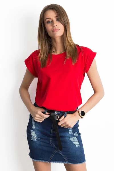 Jednoduché dámské červené tričko FPrice
