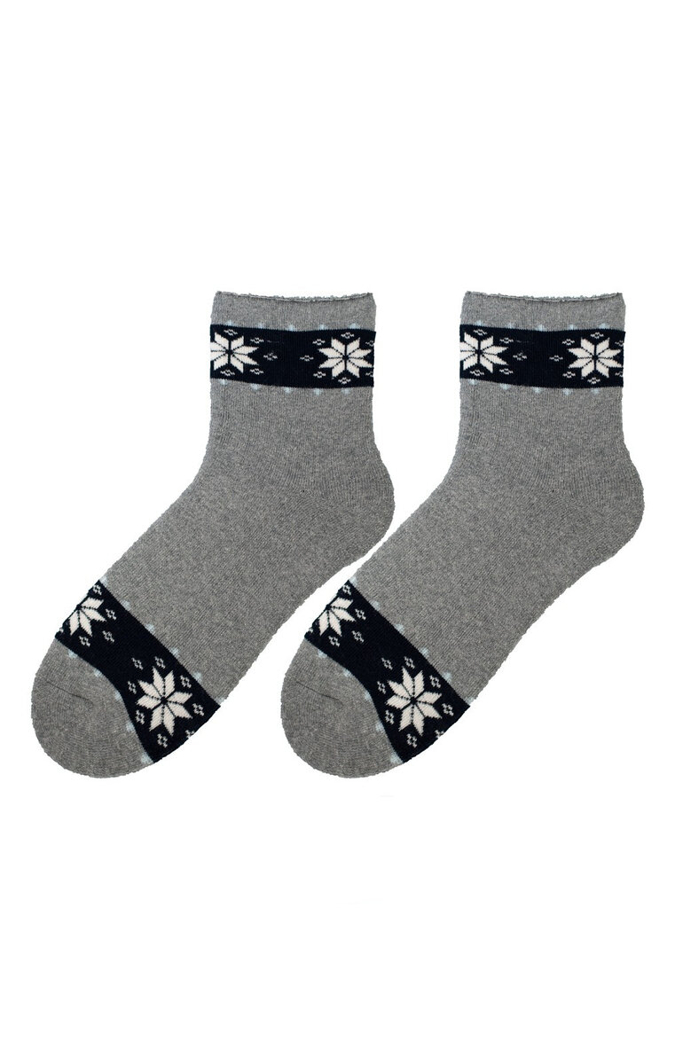 Dámské zimní vzorované ponožky Bratex 193DB8 OS3Y1, melanžově šedá 39-41 i384_91541440